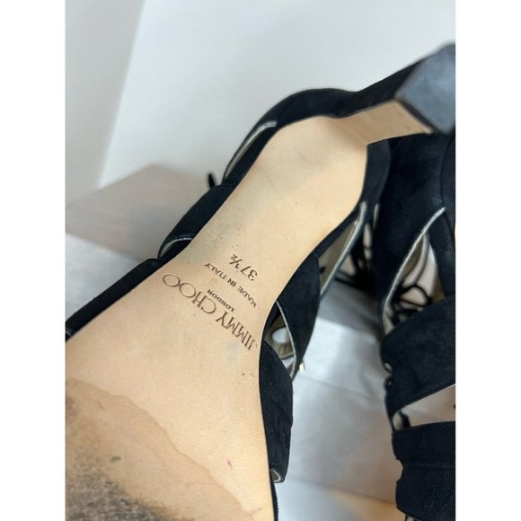 Jimmy Choo Black Suede Gladiator Sandals, Size 37.5 - Picture 7 of 7
